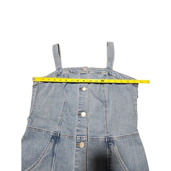On 34th Women's Denim Pinafore Button-Adjustable Straps Dress Medium - Picture 5 of 8
